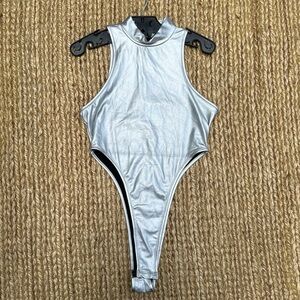 Silver bodysuit sz S